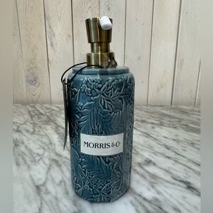 Morris & Co., Floral Ceramic Soap Dispenser, Blue Turquoise